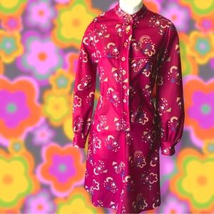 Sears JR Bazaar long sleeve vintage semi sheer fit m flare dress